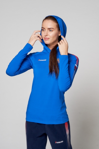 Футболка длинный рукав женская (голубой) W14151G-FF202